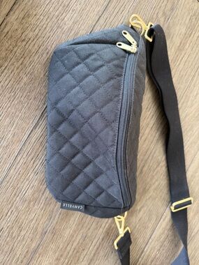 Canvelle Quilted Black Crossbody Belt Bag with Gold Hardware